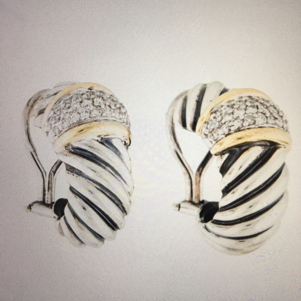 Sold DAVID YURMAN Diamond, 18k Gold Earrings